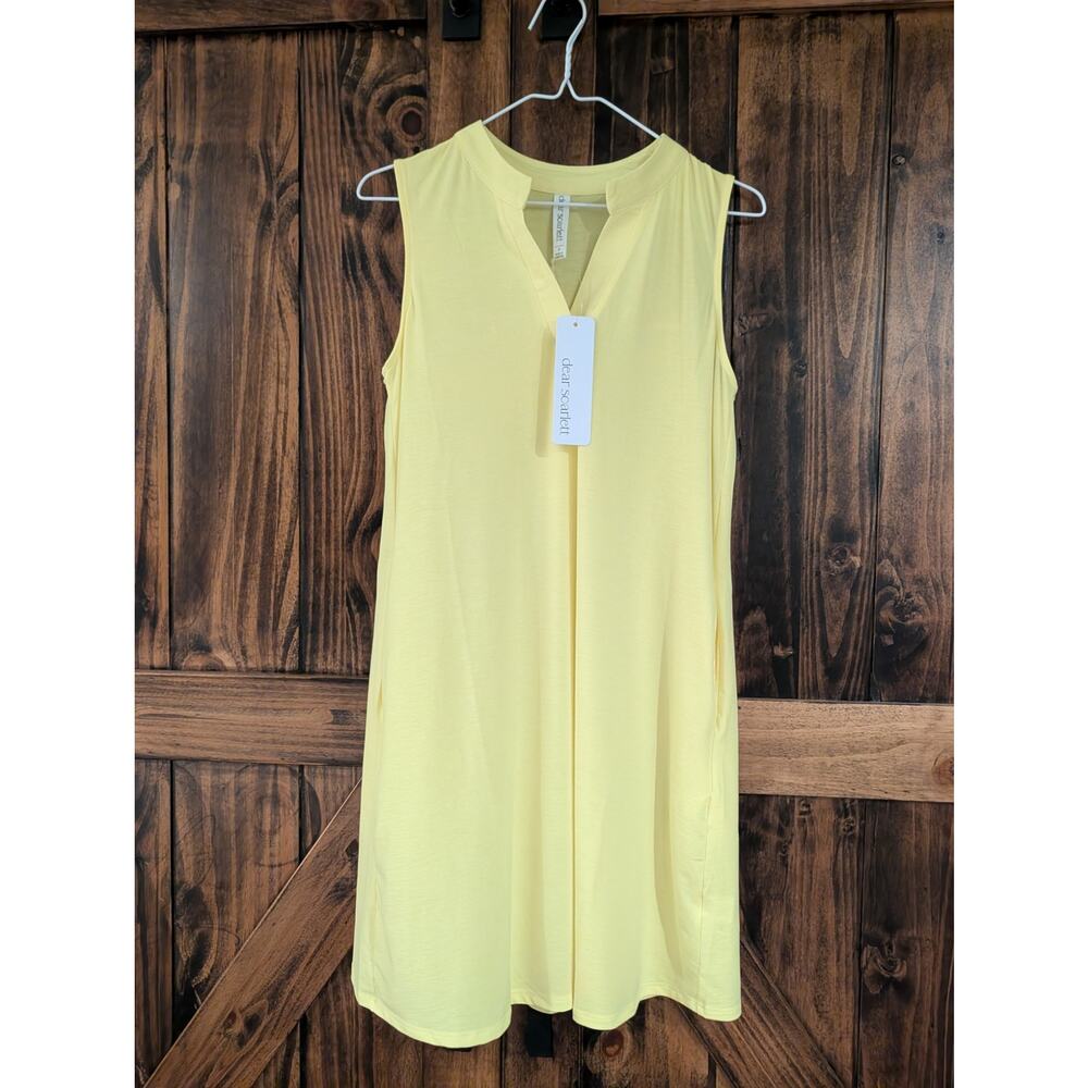 NWT Dear Scarlett size Small Yellow Sleeveless Lizzy Dress Pockets
